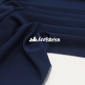 Navy Blue_ Silky Stretch Chiffon Fabric- By The Yard- %10 Spandex Chiffon Sheer- Used for Decorations, Dresses, Face Masks, and much more.