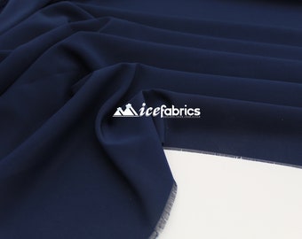 Navy Blue_ Silky Stretch Chiffon Fabric- By The Yard- %10 Spandex Chiffon Sheer- Used for Decorations, Dresses, Face Masks, and much more.