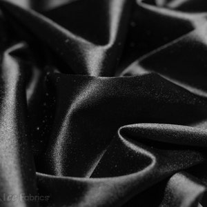 Black 4 way stretch Silky Spandex Satin Fabric By The Yard | Shiny Satin Fabric | 60” Wide | Thick and Heavy Satin Spandex
