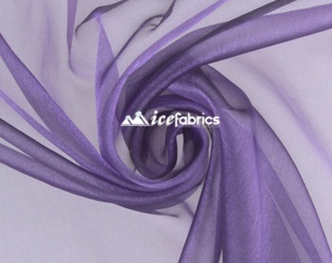 Jewel Purple_ Crystal Sheer Organza Fabric By The Yard and By The Roll- for Decorations, Fashion Dress