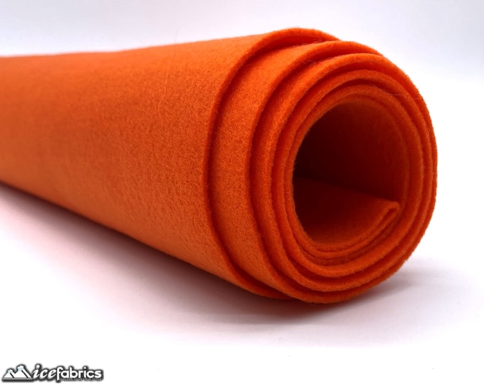 Orange Acrylic Felt Fabric By The Yard | Crafts Fabric | 72” Inches Wide | Thick Acrylic Felt Fabric