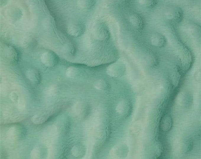 Icy Mint Polka Dot Minky Fabric By The Yard | Wholesale Price Ultra Soft Fleece Fabric | 60” Wide | CloudPop