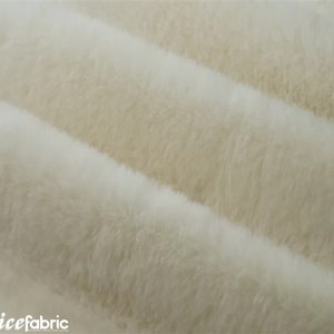 Cream Bunny Faux Fur Thick Minky Fabric By The Yard | Ultra Soft 0.5&quot; Short Pile Rabbit Fur Fabric | 60&quot; Wide Minky Rabbit Fur