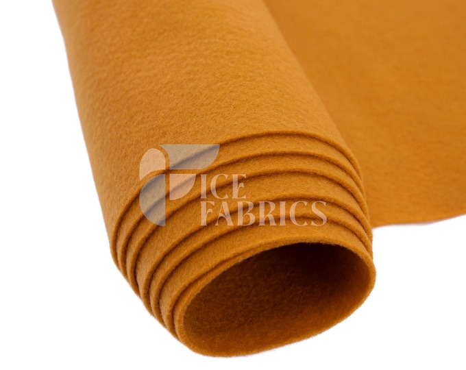 Mustard Acrylic Felt Fabric By The Yard | Crafts Fabric | 72” Inches Wide | Thick Acrylic Felt Fabric