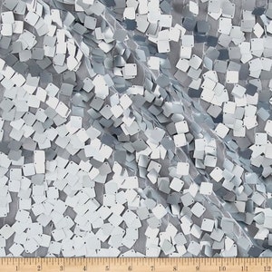 Square Dazzle & Mesh Sequin Silver Fabric by The Yard decorations wedding prom fashion dresses runners tablecloths