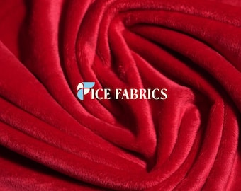 Red New Faux Fur | Red Fleece Minky Fabric By The Yard | Faux Fur Fabric | Thick and Soft | NivaraSoft