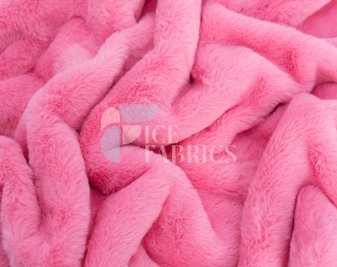 Hot Pink Bunny Faux Fur Thick Minky Fabric By The Yard | Ultra Soft 0.5" Short Pile Rabbit Fur Fabric | Minky Rabbit Fur | BunnySoft