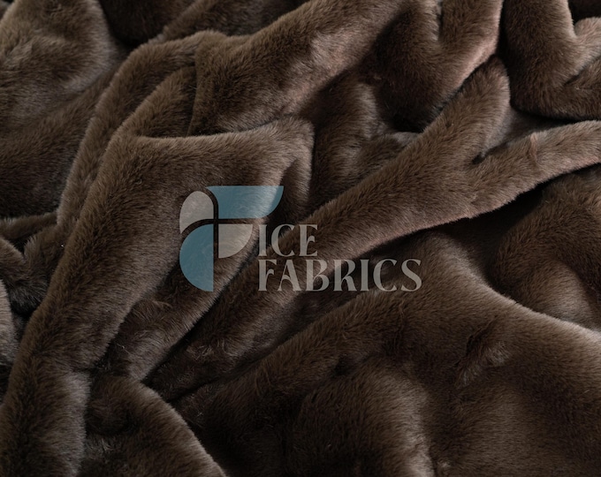 Brown Bunny Faux Fur Thick Minky Fabric By The Yard | Ultra Soft 0.5" Short Pile Rabbit Fur Fabric | 60" Wide Minky Rabbit Fur | BunnySoft