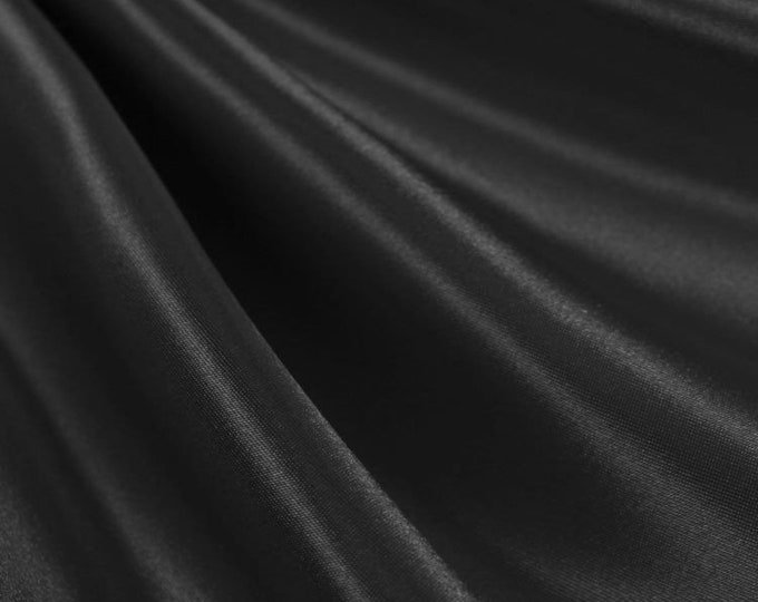 Black_ Medium High Quality Satin Fabric Sold By The Yard/ 60'' Wide Inches Used For Dresses, Decorations, Fashion Show/Wholesale Price