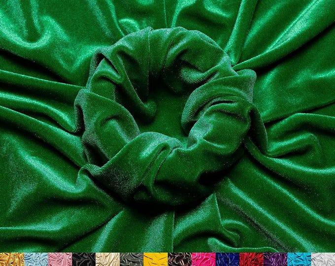 Smooth Kelly Green 4 Way Stretch Velvet Fabric By The Yard | Polyester Spandex Fabric | for Dress, tablecloth, Drapery | VelvetFlex