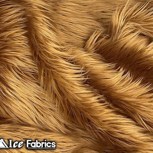 Light Brown Shaggy Mohair Animal Long Pile Faux Fur Fabric By The Yard | Fake Fur Material | 60” Wide | Solid and Soft
