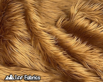 Light Brown Shaggy Mohair Animal Long Pile Faux Fur Fabric By The Yard | Fake Fur Material | 60” Wide | Solid and Soft | LuxeShag Fur