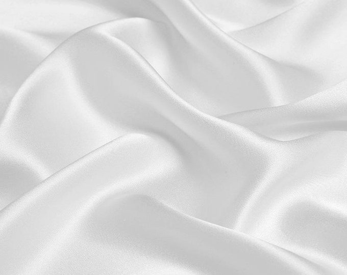 White- Soft Silky Shiny Stretch Charmeuse Satin Fabric By The Yard- Thin Satin- %5 Spandex