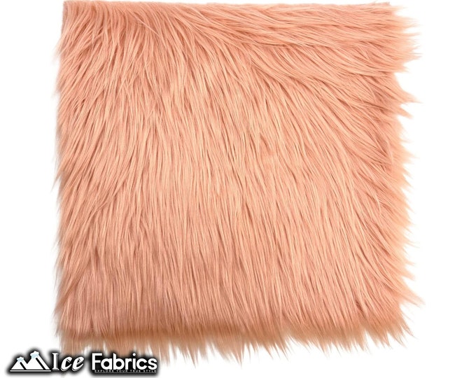 Blush Long pile Square Faux Fur Fabric | sold by Square Pre Cut | for Clothing, Pillows, decoration