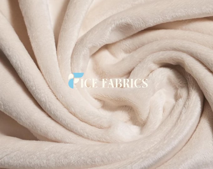 Ivory New Faux Fur | Ivory Fleece Minky Fabric By The Yard | Faux Fur Fabric | 58’’ Wide | Thick and Soft