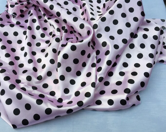 Pink/black 1/2inch Polka Dot Soft/silky Charmeuse Satin Fabric. (20 Yards)