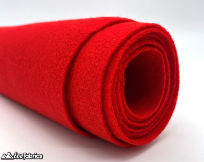 Red Acrylic Felt Fabric By The Yard | Crafts Fabric | 72” Inches Wide | Thick Acrylic Felt Fabric