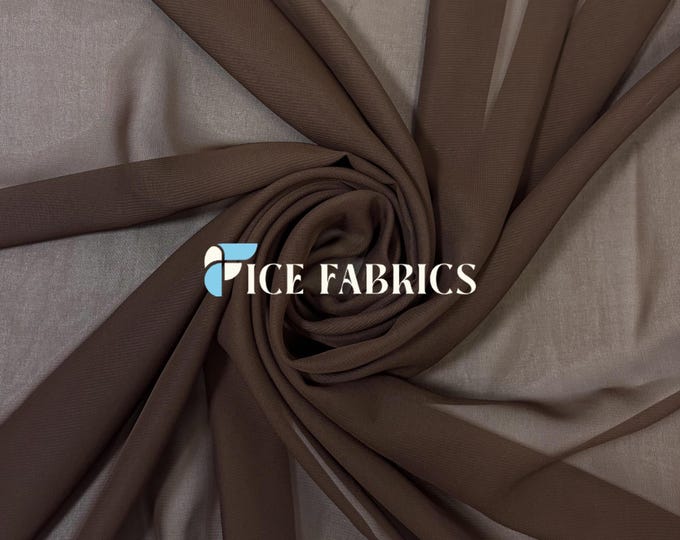 Brown Soft Silky Chiffon Fabric By The Yard Matte Chiffon Fabric (60” Wide ) dresses, tablecloth, decor, design.