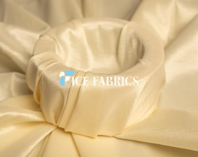 Ivory Stretch Taffeta Fabric By The Yard Nylon Spandex Taffeta Fabric for Dress, Clothing, costume, Bridal Wear (60” Wide)