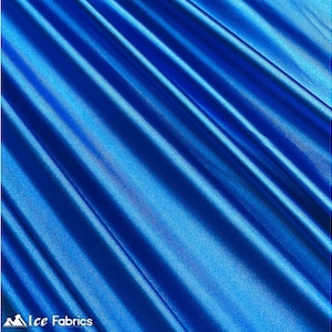Turquoise 4 Way Stretch Silky Spandex Satin Fabric By The Yard | Shiny Satin Fabric | 60” Wide Thick and Heavy satin Spandex Fabric
