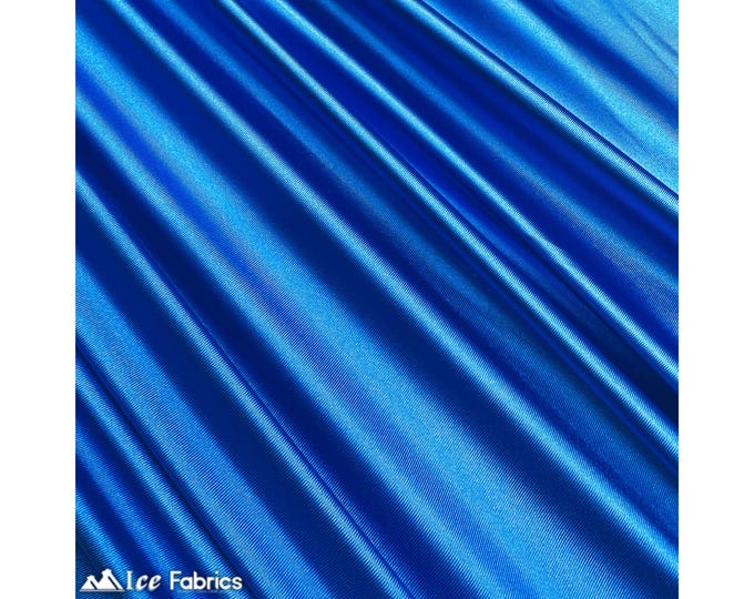 Turquoise 4 Way Stretch Silky Spandex Satin Fabric By The Yard | Shiny Satin Fabric | 60” Wide Thick and Heavy satin Spandex Fabric