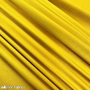 Yellow 4 Way Stretch Silky Spandex Satin Fabric By The Yard | Shiny Satin Fabric | 60” Wide Thick and Heavy satin Spandex Fabric