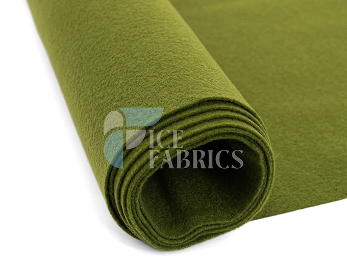 Olive Acrylic Felt Fabric By The Yard | Crafts Fabric | 72” Inches Wide | Thick Acrylic Felt Fabric