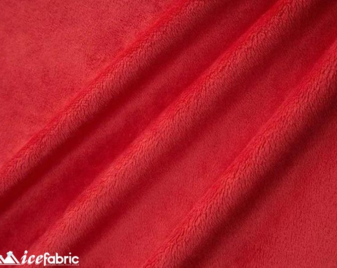 Red New Faux Fur | Red Fleece Minky Fabric By The Yard | Faux Fur Fabric | 58’’ Wide | Thick and Soft