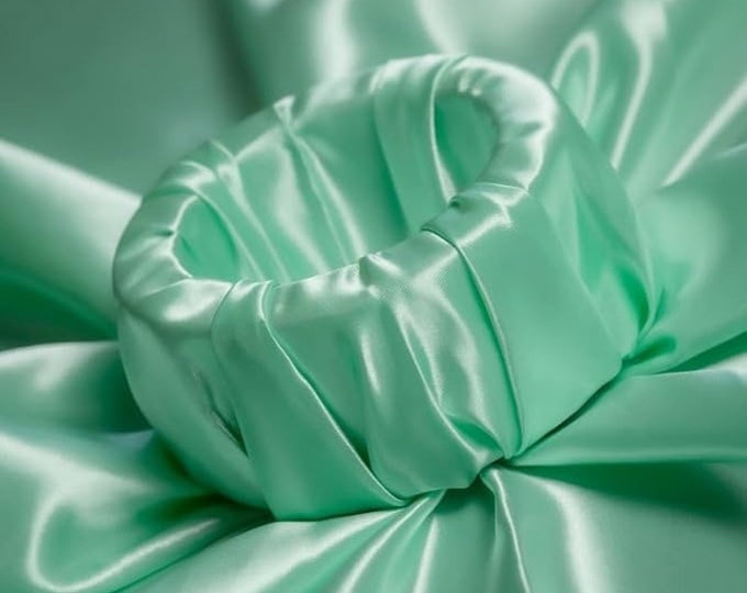 Bridal Satin Mint Green Shiny Satin Fabric By The Yard Thick Satin Fabric (60” Wide) Apparel, wedding decor, tablecloth.