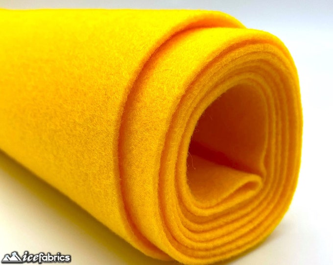Bright Gold Acrylic Felt Fabric By The Yard | Crafts Fabric | 72” Inches Wide | Thick Acrylic Felt Fabric
