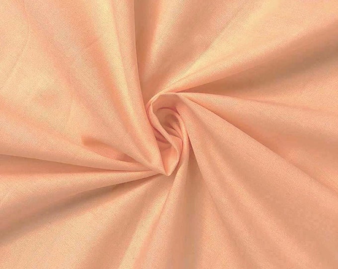Peach_ High Quality 60 Wide Poly cotton Fabric By The Yard/Costumes, Decor, Dresses, Shirt Clothing, Garments Bed Spreads Pillow Cases