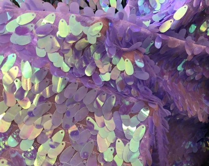 Mermaid Shiny Iridescent Sequins Fabric By The Yard//Lilac Lace Iridescent Oval Tear Sequins Mesh Lace Fabric. Night gowns Dresses/ Fashion