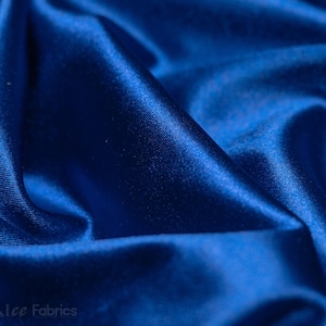 Royal Blue 4 way stretch Silky Spandex Satin Fabric By The Yard | Shiny Satin Fabric | 60” Wide | Thick and Heavy Satin Spandex