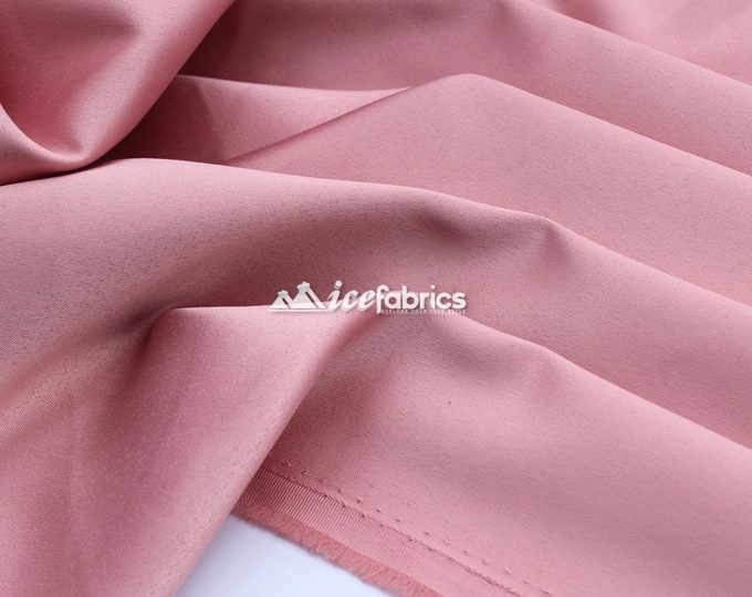 Dusty Rose_ Silk Stretch Soft Podanzh Satin Fabric - Thick Heavy Satin - By The Yard- Stretch %5 - Used for Wedding Dress, Face Masks