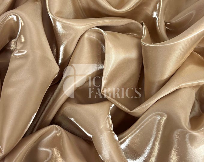 Champagne Reflective Liquid Thick Silky Satin Fabric - 58” Wide Shiny Two-Tone Satin Fabric - Bridal Satin Fabric for Dress, Decoration