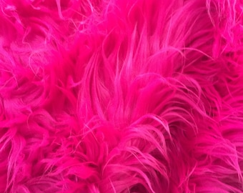 Fur Coats, Fur Clothing, Blankets, Bed Spreads, Throw Blankets Fake Fur Solid Mongolian Long Pile Fabric / Fuchsia / Sold By The Yard