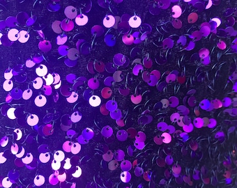 Purple Sequin Fabric By the Yard/ Sequin Stretch Velvet Fabric/ embroidered Lace Fabric / Purple Spandex Velvet Fabric With Sequin