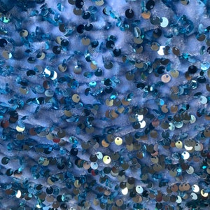 Baby Blue Iridescent Sequin Fabric By the Yard/Sequin Stretch Velvet Fabric/embroidered Lace Fabric/Black Spandex Velvet Fabric With Sequin