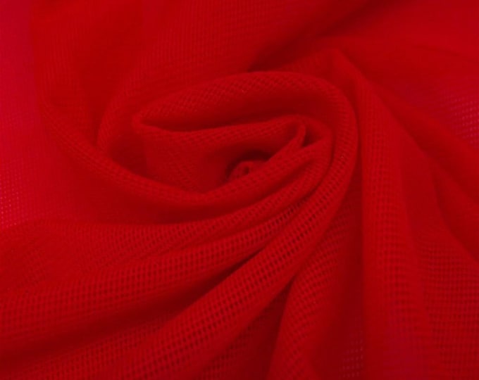Red_ 4 WAY Stretch Spandex Power Mesh Fabric By The Yard// Soft, Light Stretchy Fabric for Dresses, Decorations, And Fashion Show.