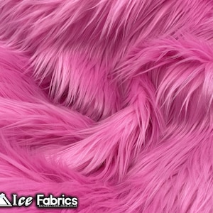 Bubble Gum Shaggy Mohair Animal Long Pile Faux Fur Fabric By The Yard | Fake Fur Material | 60” Wide | Solid and Soft