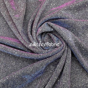 Classic 2 Way Stretch Fucsia iridescente, Royal Glitter Fabric tagliato su misura _ Shiny Spandex Glitter Fabric _ 58&#39;&#39; Larghezza _ %5 Stretch