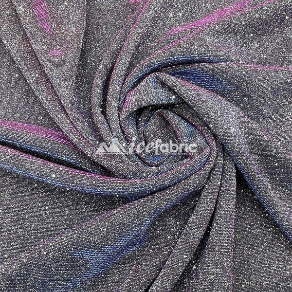 Classic 2 Way Stretch Iridescent Fuchsia, Royal Glitter Fabric By The Yard _ Shiny Spandex Glitter Fabric _ 58’’ Width _ %5 Stretch