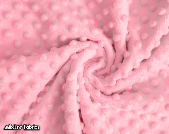 New Light Pink Polka Dot Minky Fabric By The Yard | Wholesale Price Ultra Soft Fleece Fabric | 60” Wide