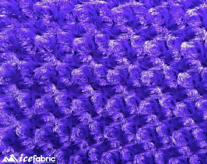 Purple Rose Rosette Minky Fabric By The Yard | 4 Way stretch Fabric | Ultra Super Soft Fabric | 58” Wide Swirl Plush Texture Fabric