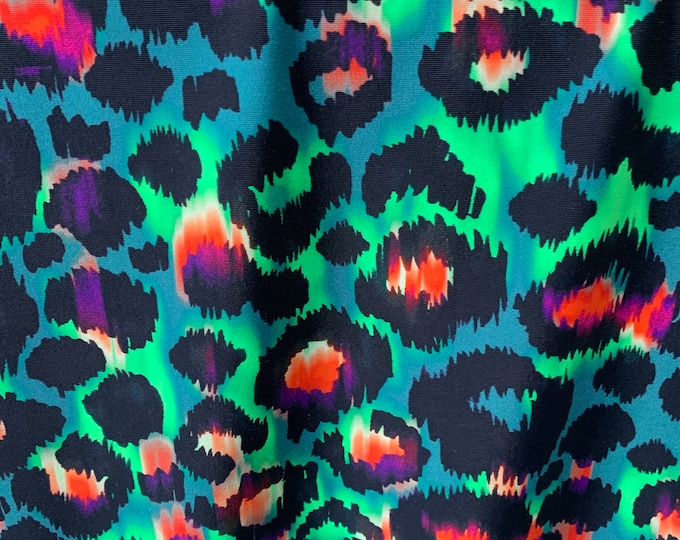 Green Leopard Chito Nylon Spandex Fabric By The Yard_ Multi Color Super Stretchy Swim Suit Fabric_ Swimsuit Fabric/