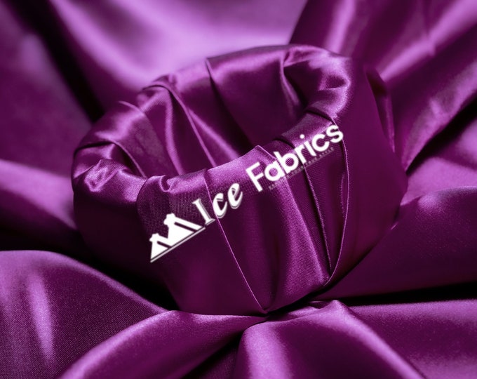 Magenta Shiny Thick Satin Fabric By The Yard Bridal Satin Fabric (60” Wide) for Tablecloths, decoration and more