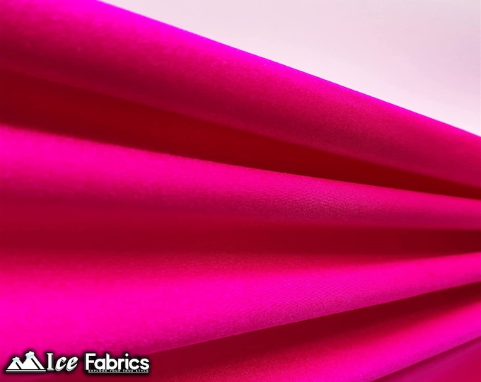 Neon Pink Shiny Nylon Spandex Fabric By The Yard | 4 Way Stretch Fabric | Swimsuit Fabric | Dress, Tablecloth