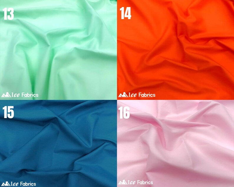 Cotton Polyester Broadcloth Fabric | Mint | Orange | Peacock | Pink