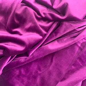 French (Magenta) Stretch Velvet Spandex 4 Way Stretch Velvet Fabric Sold By The Yard// Smooth Back, Elegant Sheen For Dresses, Decorations