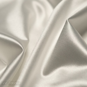 Ivory 4 way stretch Silky Spandex Satin Fabric By The Yard | Shiny Satin Fabric | 60” Wide | Thick and Heavy Satin Spandex